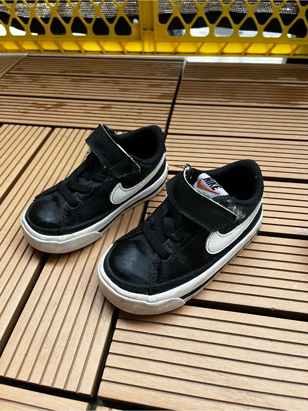 Nike Court Toddler Black & White Swoosh Velcro Sneakers